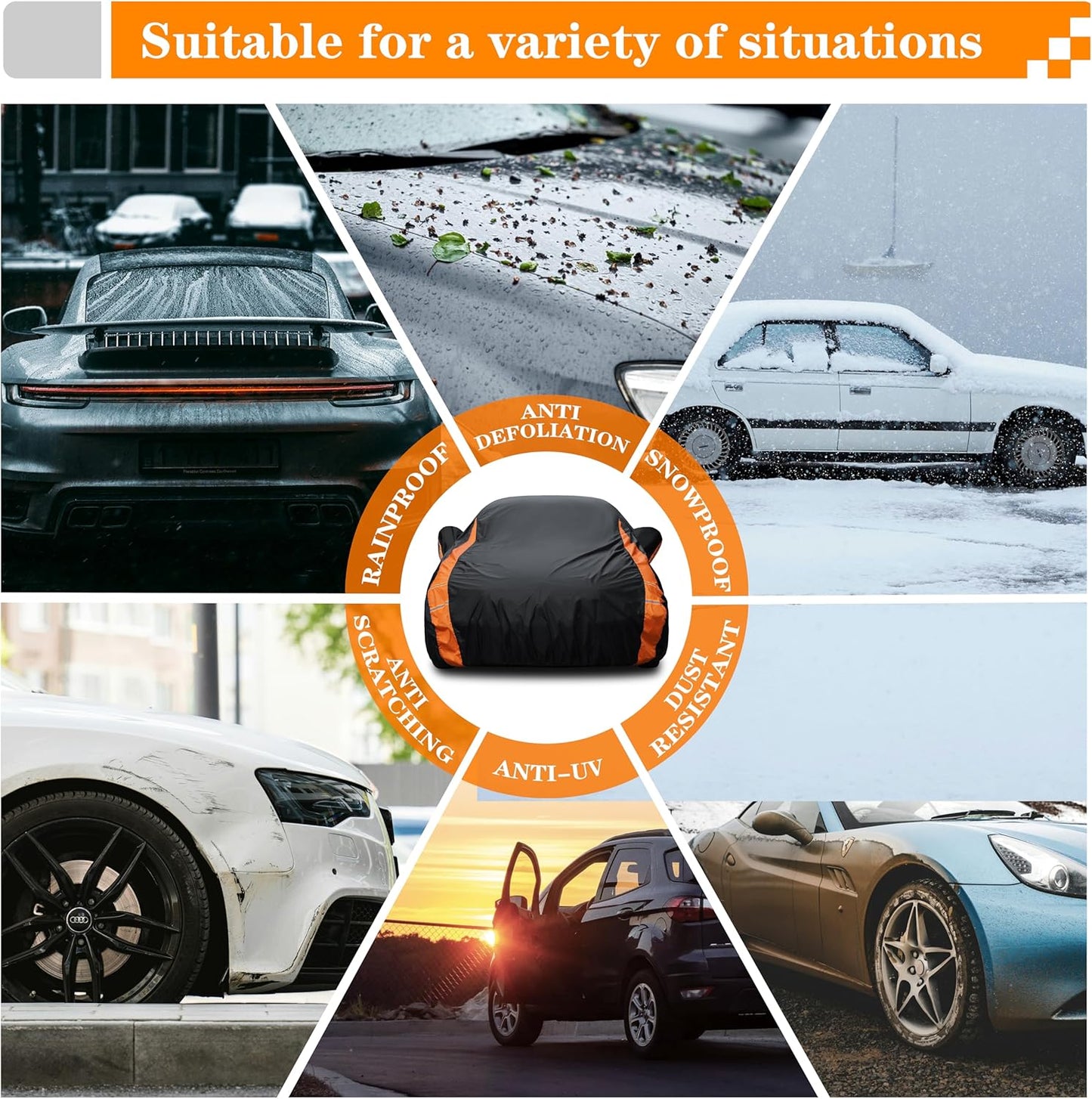 Heavy Duty Waterproof Car Cover for Truck Ford F150, Chevy Silverado, GMC Sierra,Nissan Titan etc All Weather, UV Resistant, Dustproof and Snowproof.Fit Truck Length up 250 inches
