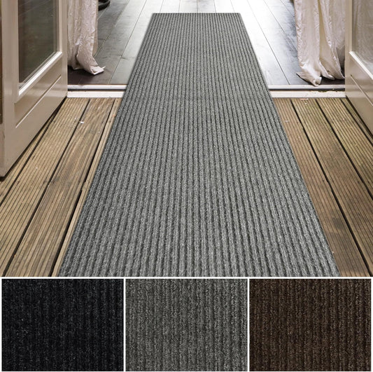 iCustomRug Spartan Weather Warrior Duty Indoor/Outdoor Utility Ribbed in 3ft,4ft,6ft Widths 70 Custom Sizes with Natural Non-Slip Rubber Backing 4'X44' in Grey