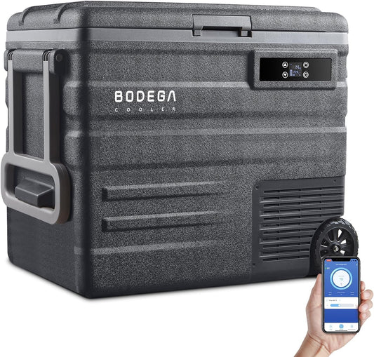 BODEGACOOLER 12 Volt Car Refrigerator,68Quart(65L) Camping Fridge,RV Portable Freezer Single Zone,with APP Control,-4℉-68℉ Car Cooler,12/24V DC and 100-240V AC,for Travel,Truck,Outdoor,Vehicles
