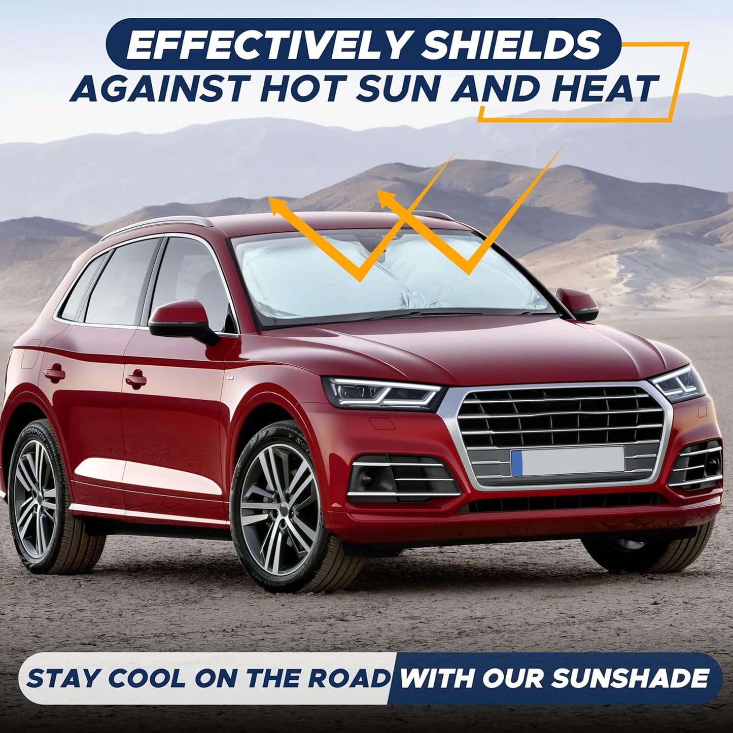 EcoNour Foldable Car Windshield Sunshade | Sun Shade for Car Windows Blocks UV Rays and Keeps The Heat Out | Foldable Essential Accessory for Enhanced Comfort XXX-Large (70 x 42 inches)