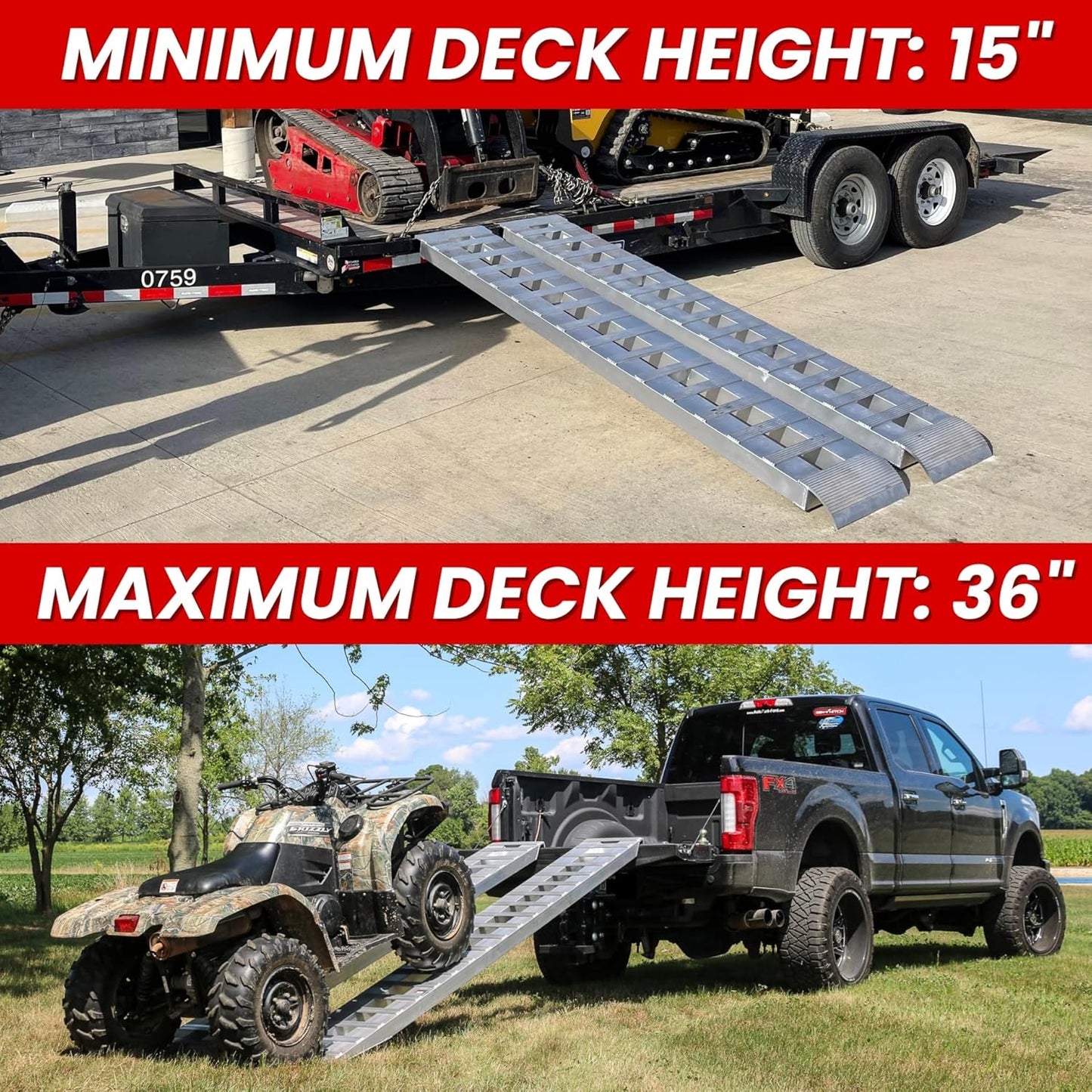 GEN-Y Heavy Duty Aluminum Ramps 8K Capacity (12' Pair) Silver